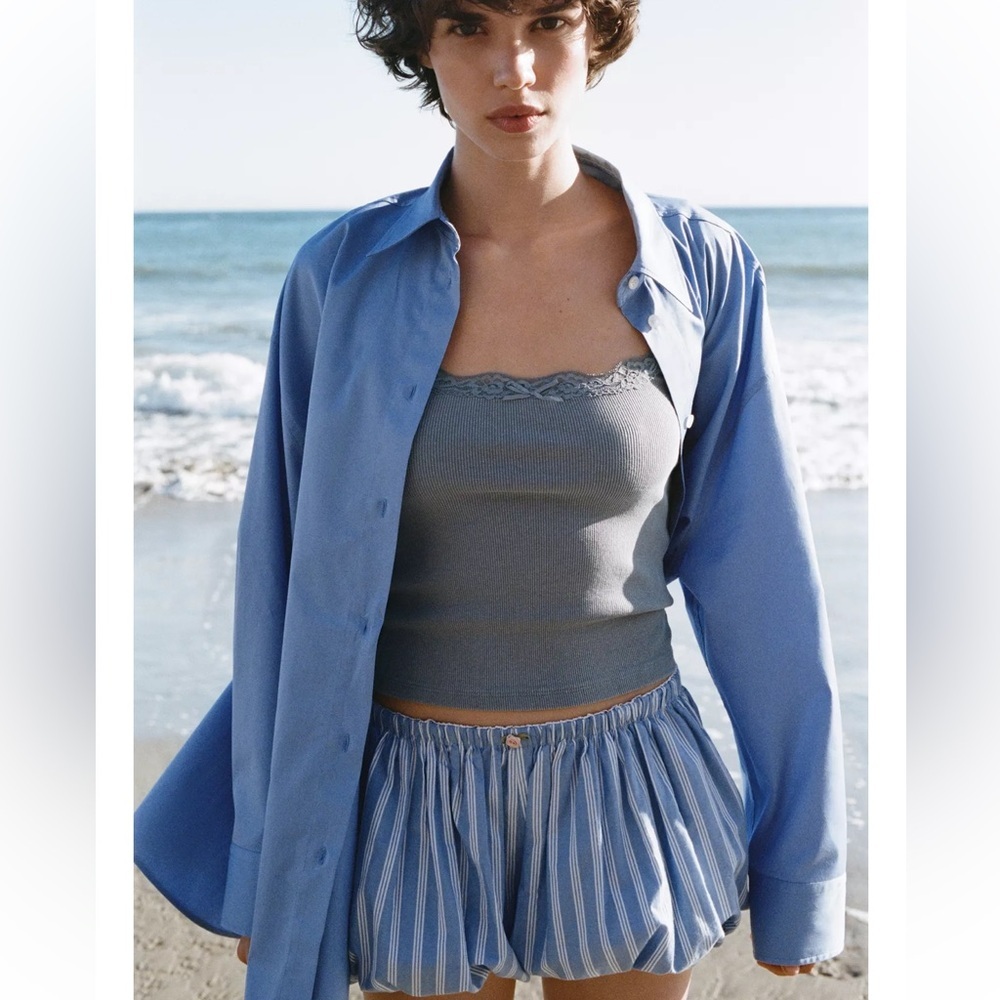 Zara Striped Mini Volume Shorts